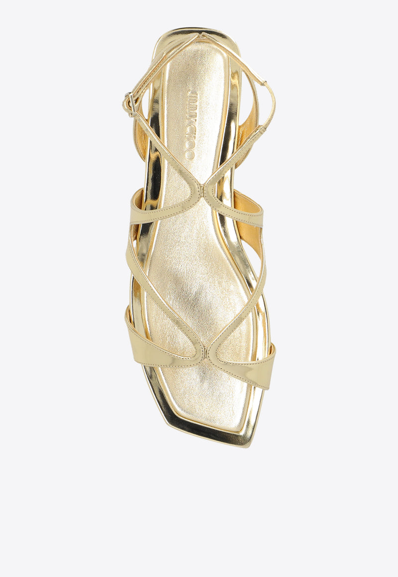 Jimmy Choo Ayla Metallic Leather Flat Sandals Gold AYLA FLAT QUI-GOLD