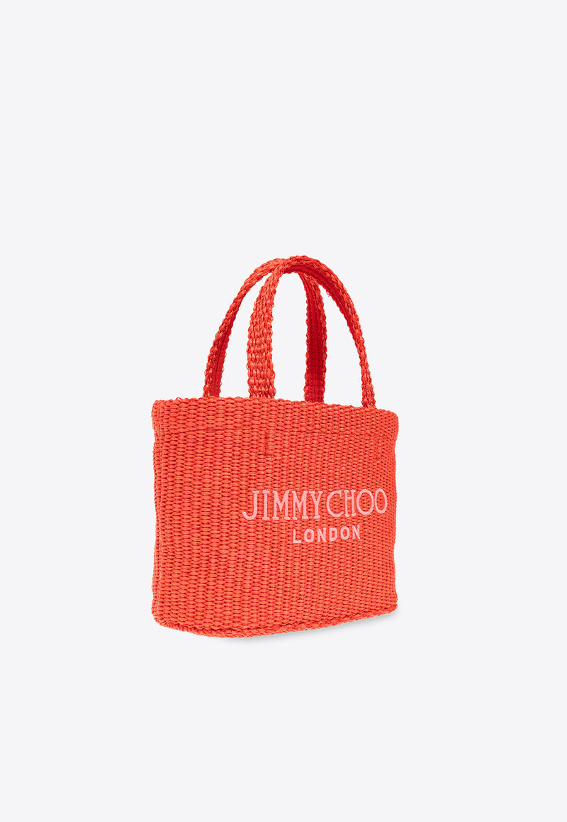 Jimmy Choo Mini East-West Beach Tote Bag Red BEACH TOTE E W MINI JYN-PAPRIKA CANDY PINK