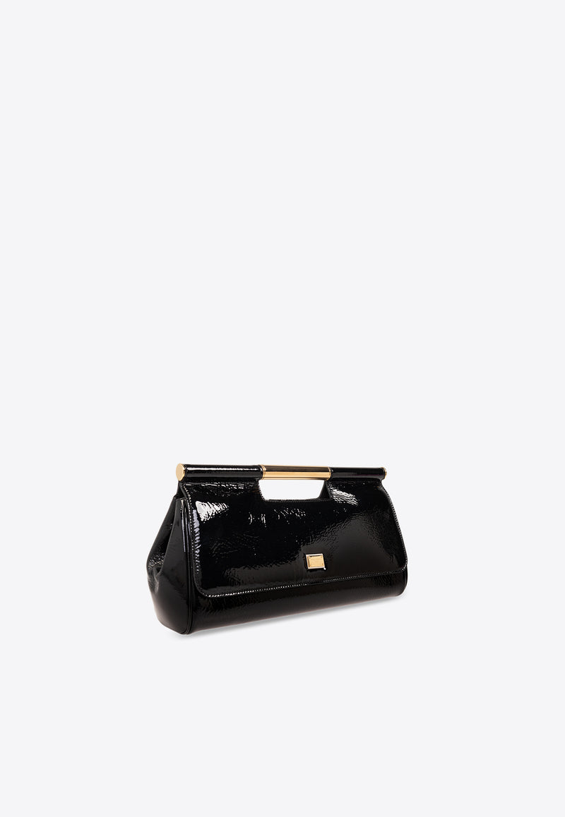 Dolce & Gabbana Large Sicily Patent Leather Clutch Bag Black BB7611 AU803-80999