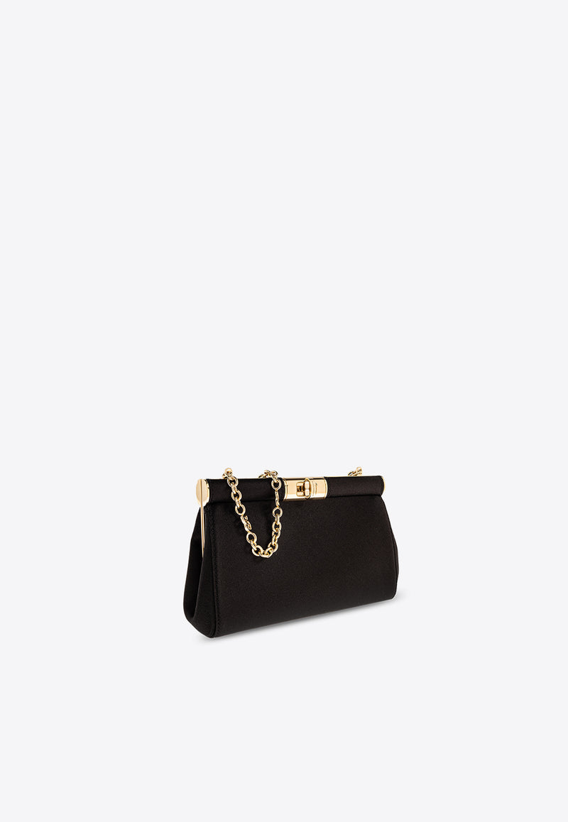 Dolce & Gabbana Small Marlene Satin Shoulder Bag Black BB7635 A7630-80999