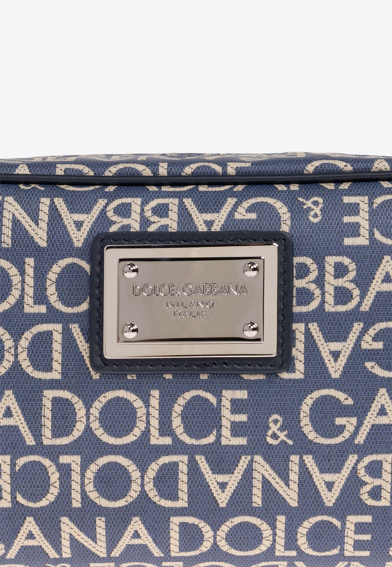 Dolce & Gabbana All-Over Logo Jacquard Toiletry Bag Blue BT0989 AJ705-8L625