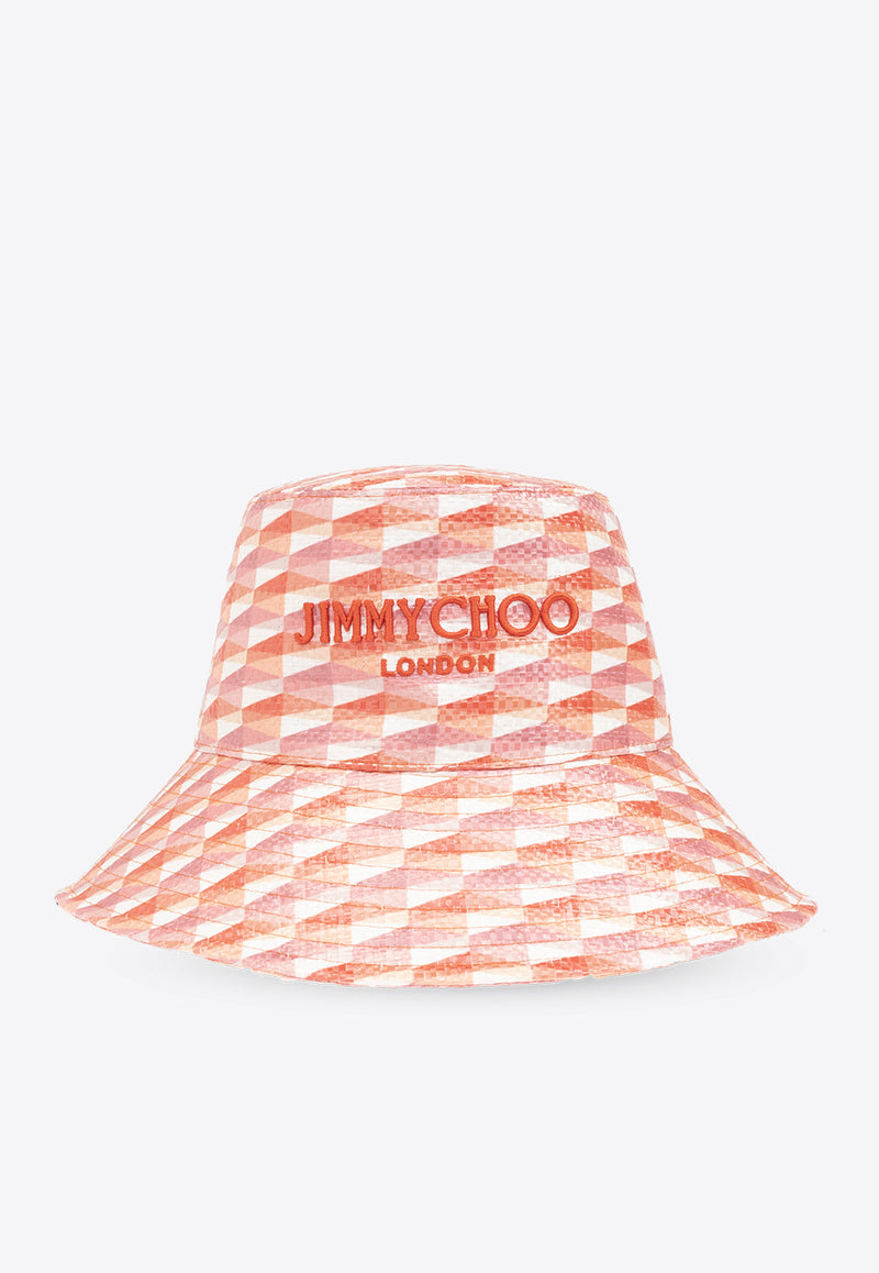 Jimmy Choo Catalie Embroidered Bucket Hat Multicolor CATALIE A841-A450 PAPRIKA CANDY PINK