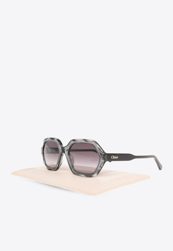 Chloé Olivia Geometrical-Shaped Sunglasses Gray CH0227S 0-001