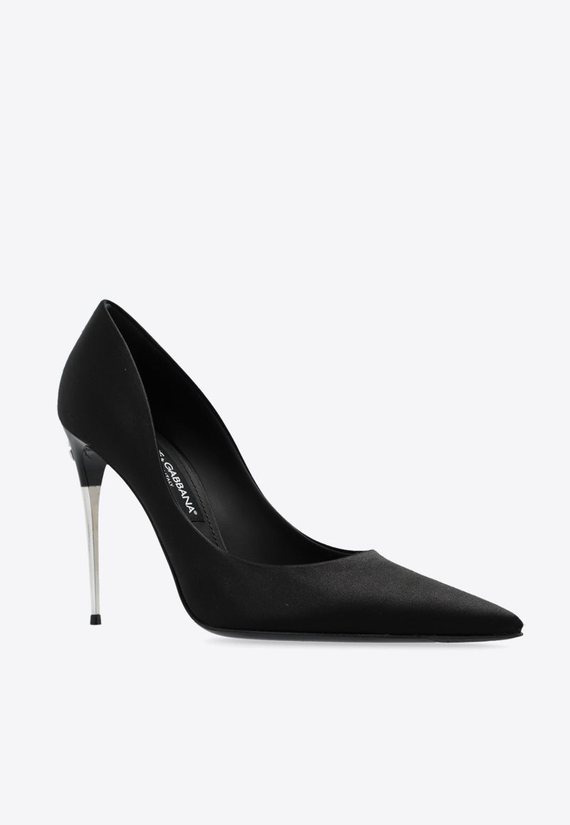 Dolce & Gabbana Loll 105 Pointed Satin Pumps Black CD1851 A7630-80999