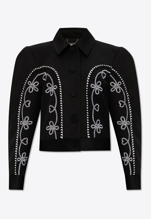 Chloé Embroidered Wool Cropped Jacket Black CHC24UVE25 076-001