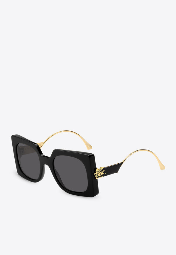 Etro Bold Pegaso Oversized Square Sunglasses Gray ETRO 0026 S 0-807 BLACK