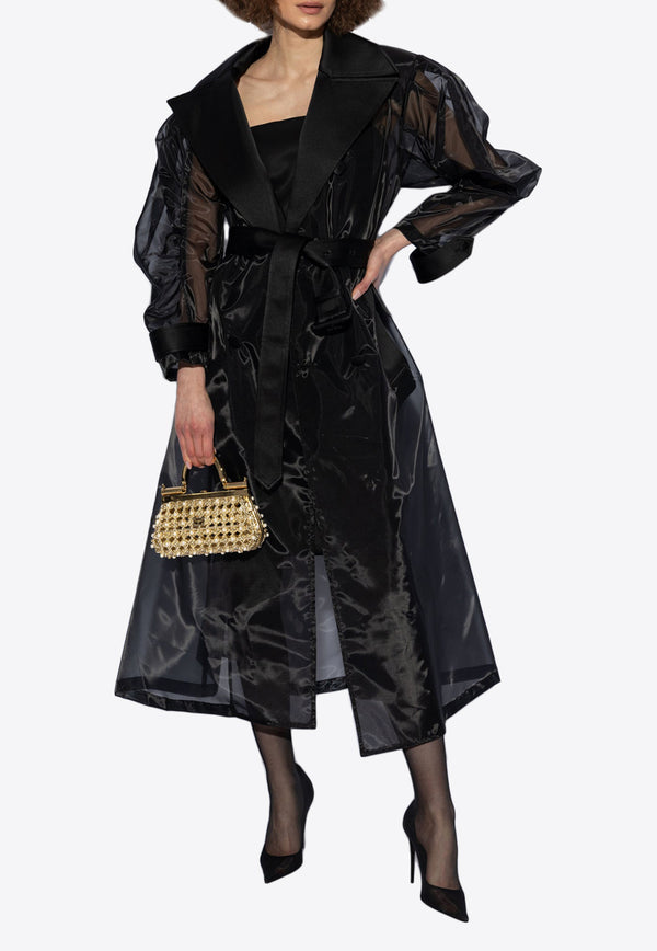 Dolce & Gabbana Semi-Sheer Belted Trench Coat Black F0D1OT FUMG9-N0000