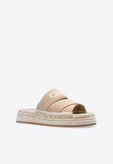 Chloé Mila Logo Flatform Slides Beige CHC24U00W KS-20Q