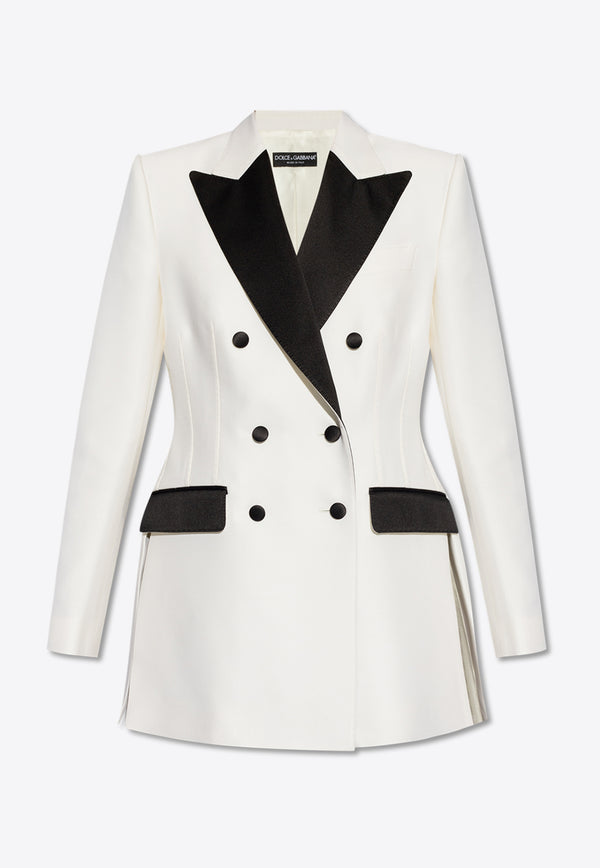 Dolce & Gabbana Double-Breasted Tuxedo Blazer White F29YMT FU3R1-W0800