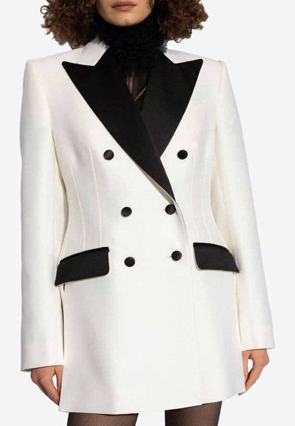 Dolce & Gabbana Double-Breasted Tuxedo Blazer White F29YMT FU3R1-W0800