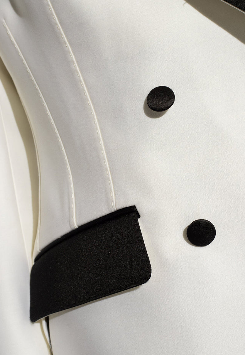 Dolce & Gabbana Double-Breasted Tuxedo Blazer White F29YMT FU3R1-W0800