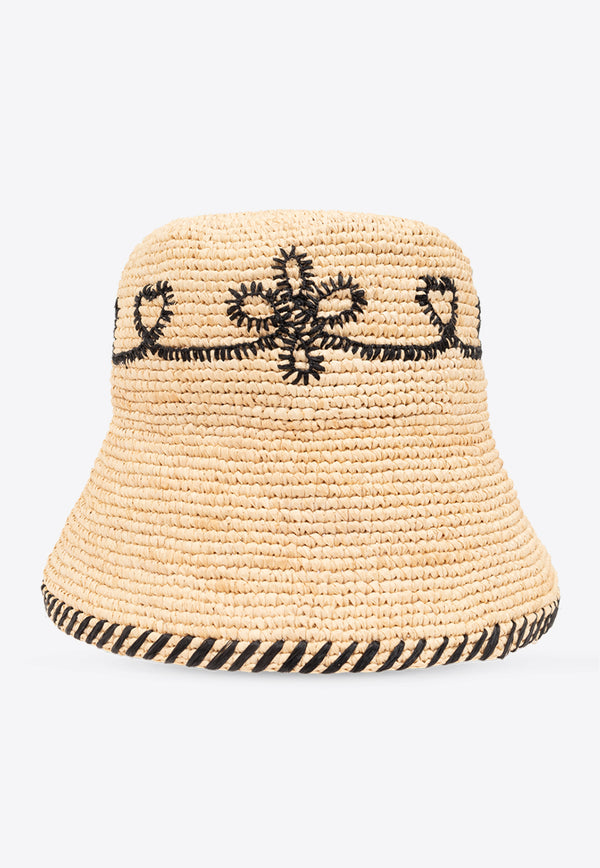 Chloé Embroidered Straw Bucket Hat Beige CHC24UD086 RFA-94Q