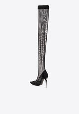 Dolce & Gabbana X Kim Lollo 105 Thigh-High Tulle Boots Black CU1128 AL786-80999