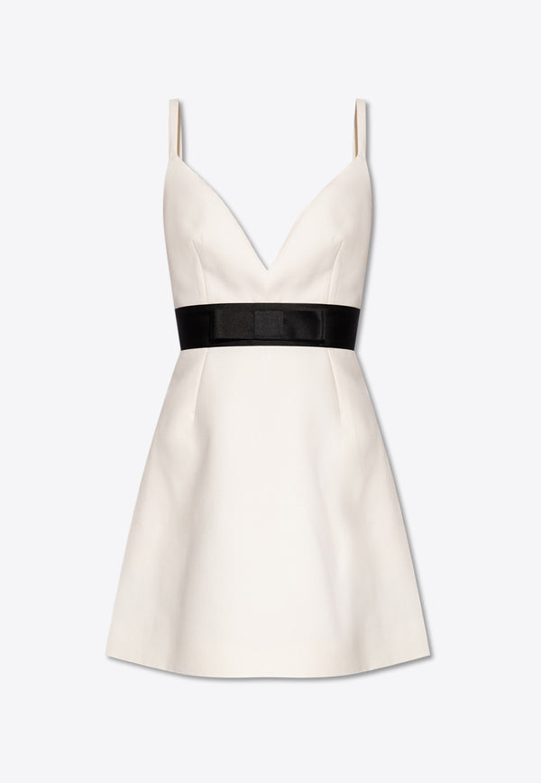 Dolce & Gabbana V-neck Wool-Blend Mini Dress White F6JEYT FUBGE-W0001