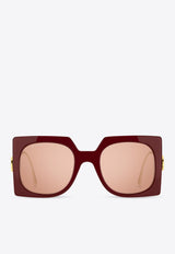 Etro Bold Pegaso Oversized Square Sunglasses Brown ETRO 0026 S 0-LHF BURGUNDY