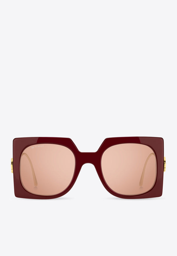 Etro Bold Pegaso Oversized Square Sunglasses Brown ETRO 0026 S 0-LHF BURGUNDY