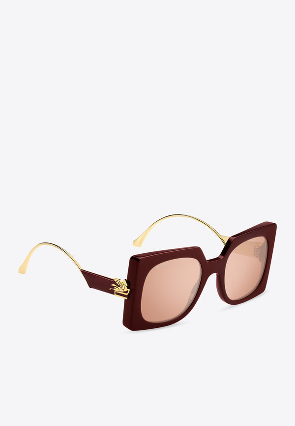 Etro Bold Pegaso Oversized Square Sunglasses Brown ETRO 0026 S 0-LHF BURGUNDY