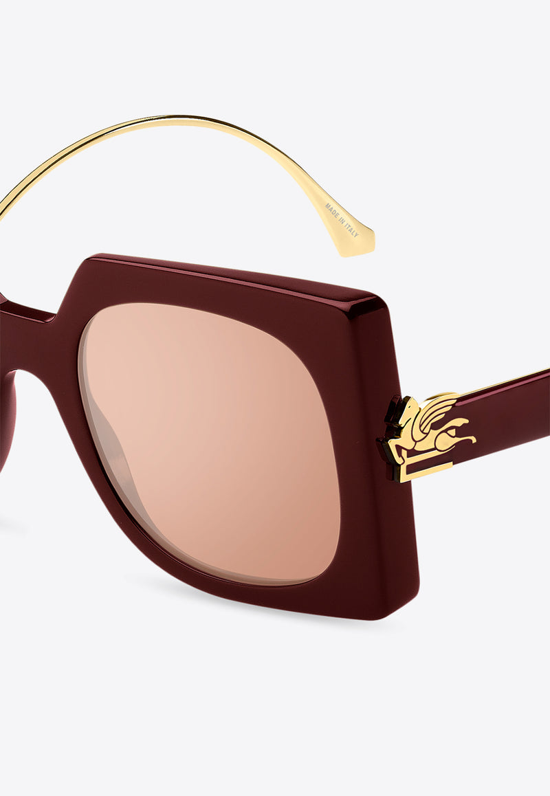 Etro Bold Pegaso Oversized Square Sunglasses Brown ETRO 0026 S 0-LHF BURGUNDY