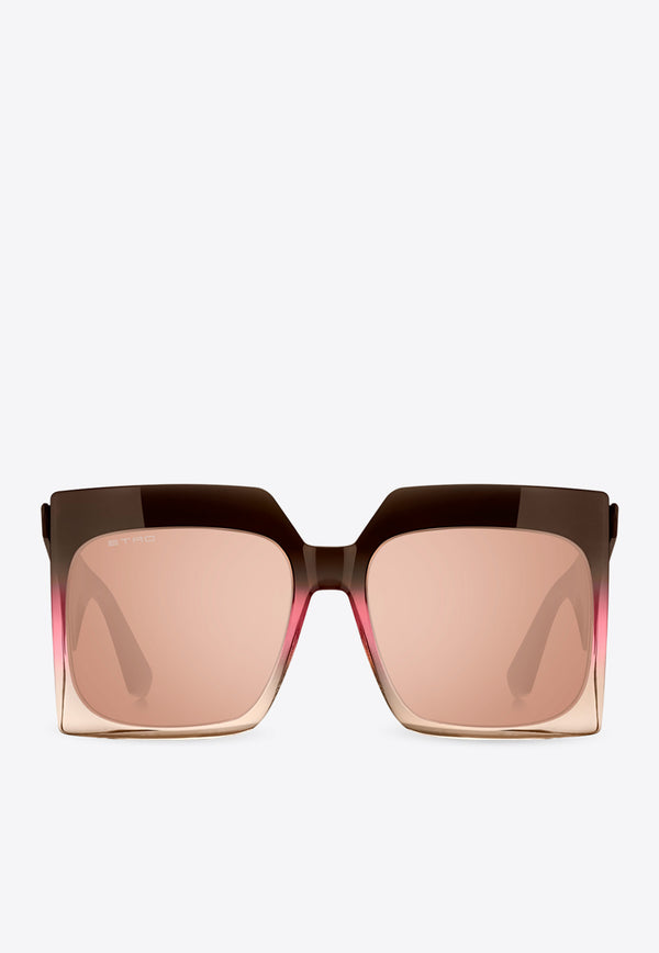 Etro Tailoring Oversized Square Sunglasses Pink ETRO 0002 S 0-SOE BROWN FUCHSIA