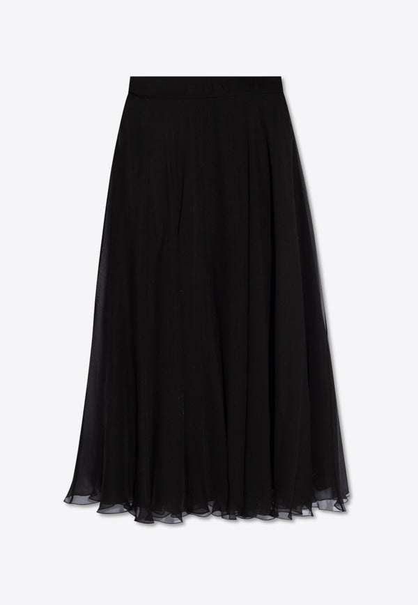 Dolce & Gabbana Semi-Sheer Silk Midi Skirt Black F4CSOT FU1AT-N0000