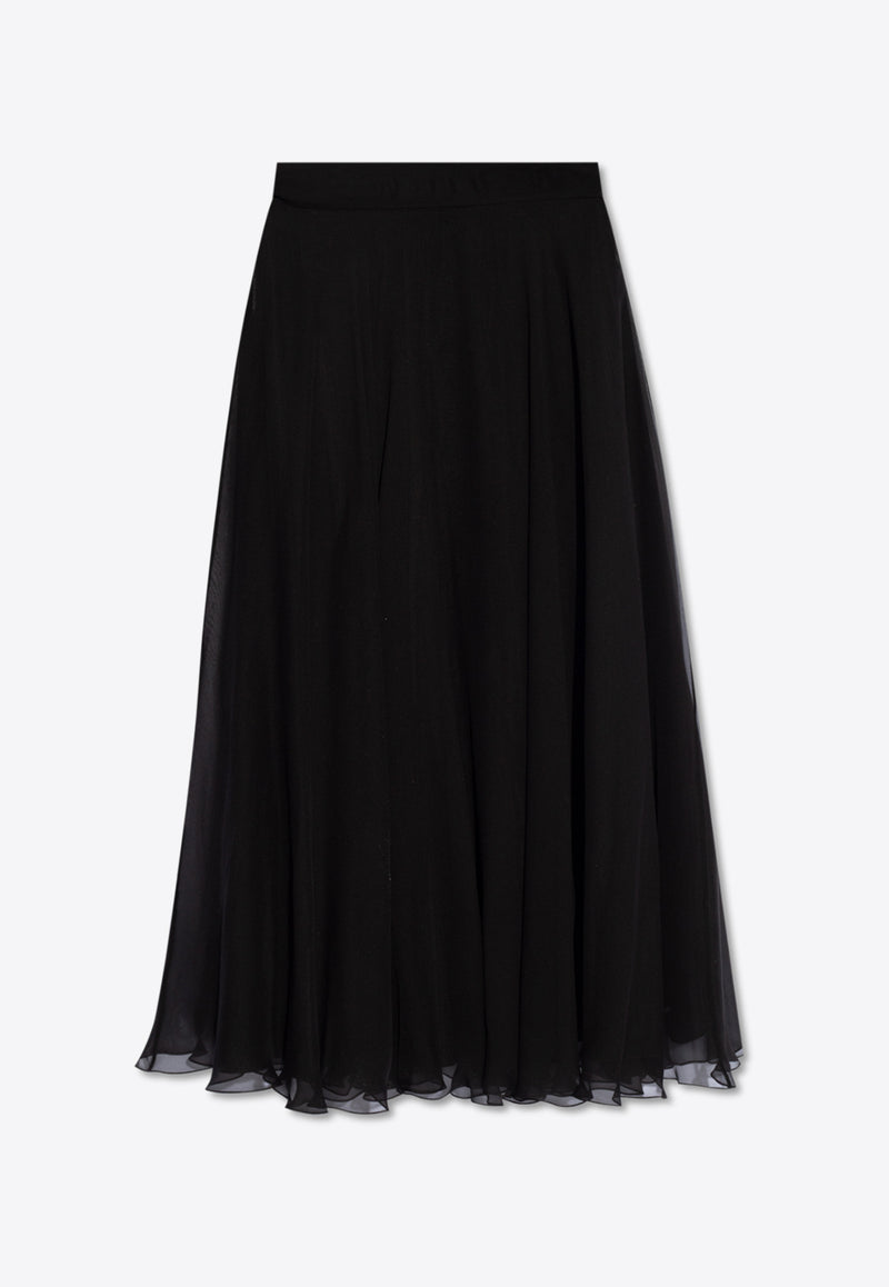 Dolce & Gabbana Semi-Sheer Silk Midi Skirt Black F4CSOT FU1AT-N0000