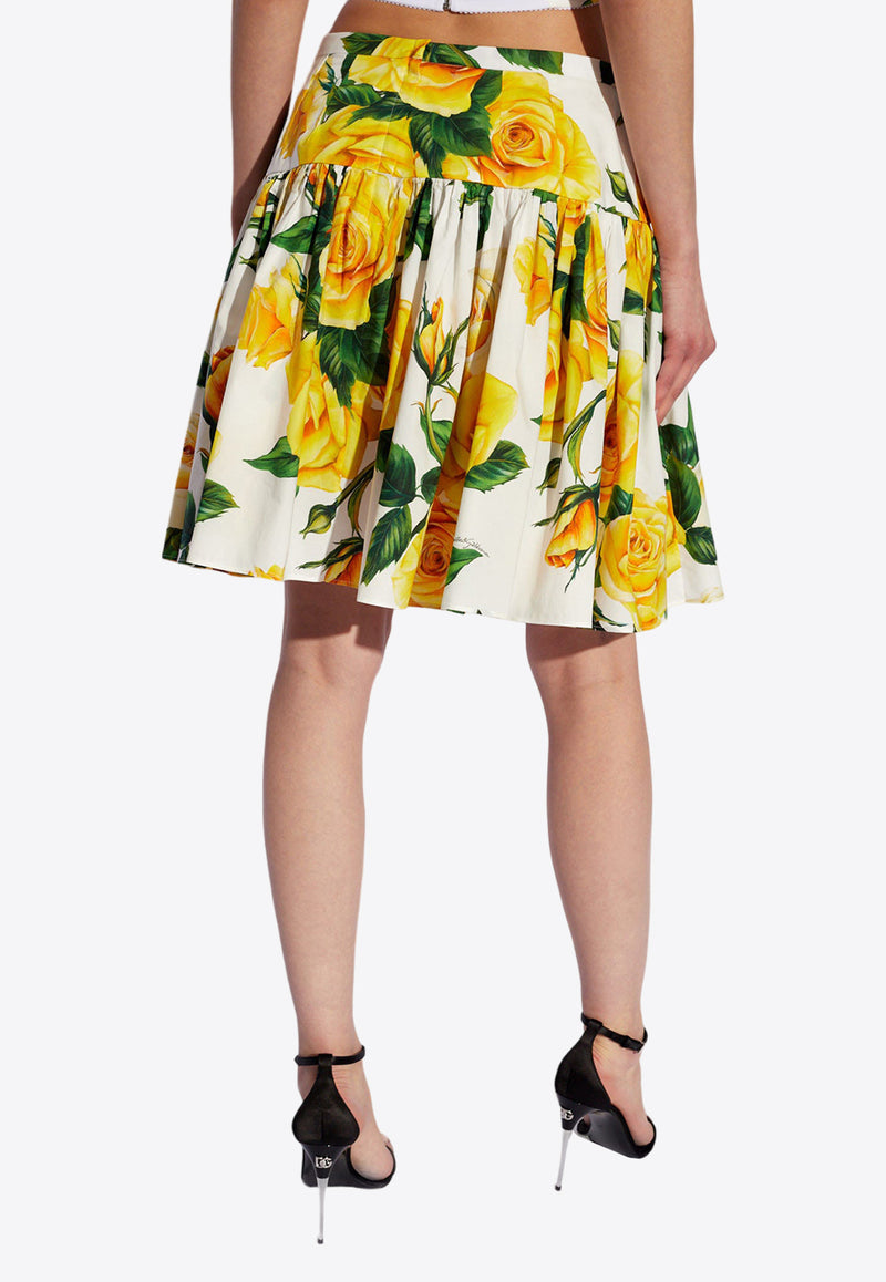 Dolce & Gabbana Rose Print Pleated Mini Skirt Multicolor F4CFAT HS5NK-HA3VO