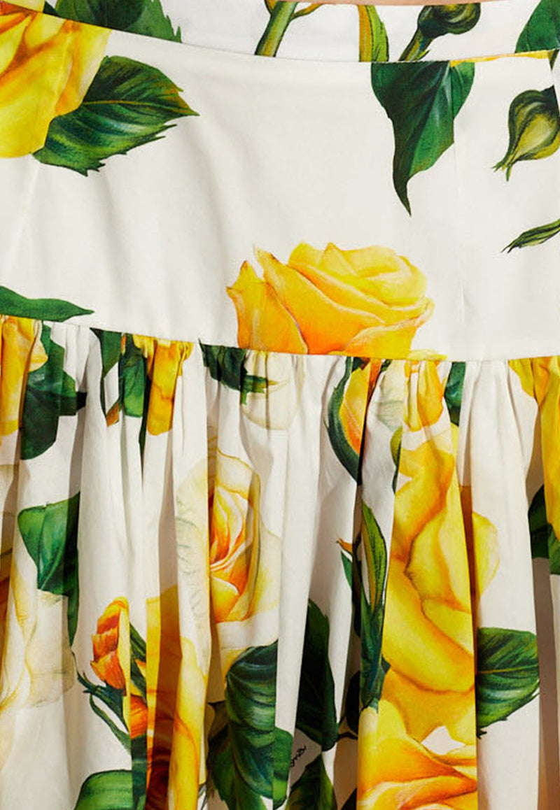 Dolce & Gabbana Rose Print Pleated Mini Skirt Multicolor F4CFAT HS5NK-HA3VO