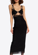 Dolce & Gabbana Bustier-Style Sheer Midi Dress Black F6JHFT FLRDA-N0000