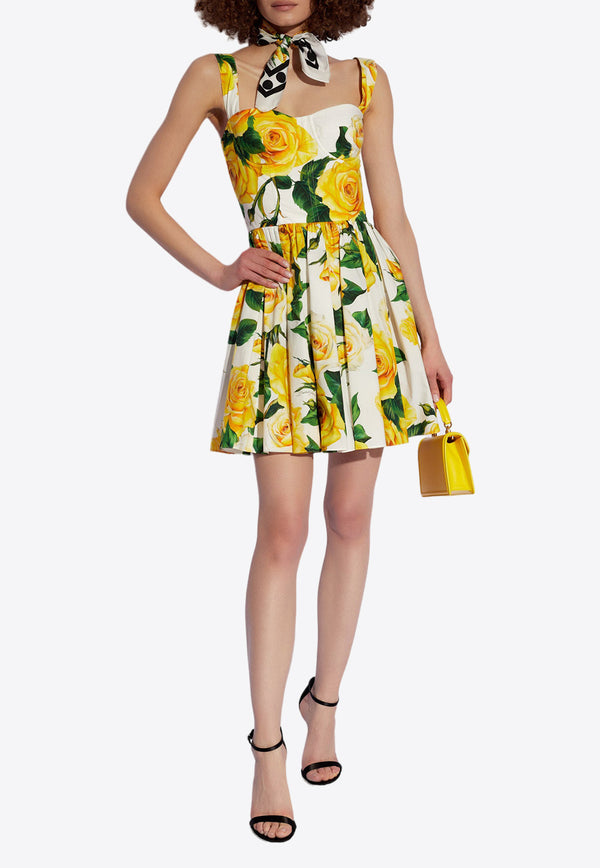 Dolce & Gabbana Rose Print Sleeveless Mini Dress Multicolor F6AHOT HS5NK-HA3VO