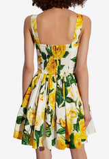 Dolce & Gabbana Rose Print Sleeveless Mini Dress Multicolor F6AHOT HS5NK-HA3VO