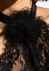 Dolce & Gabbana Asymmetrical Floral-Lace Top Black F79EPT HLM44-N0000
