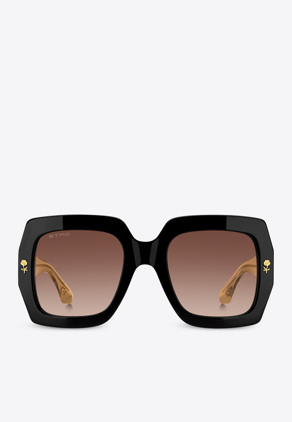 Etro Etromania Oversized Square Sunglasses Brown ETRO 0011 S 0-71C BLACK YELLOW