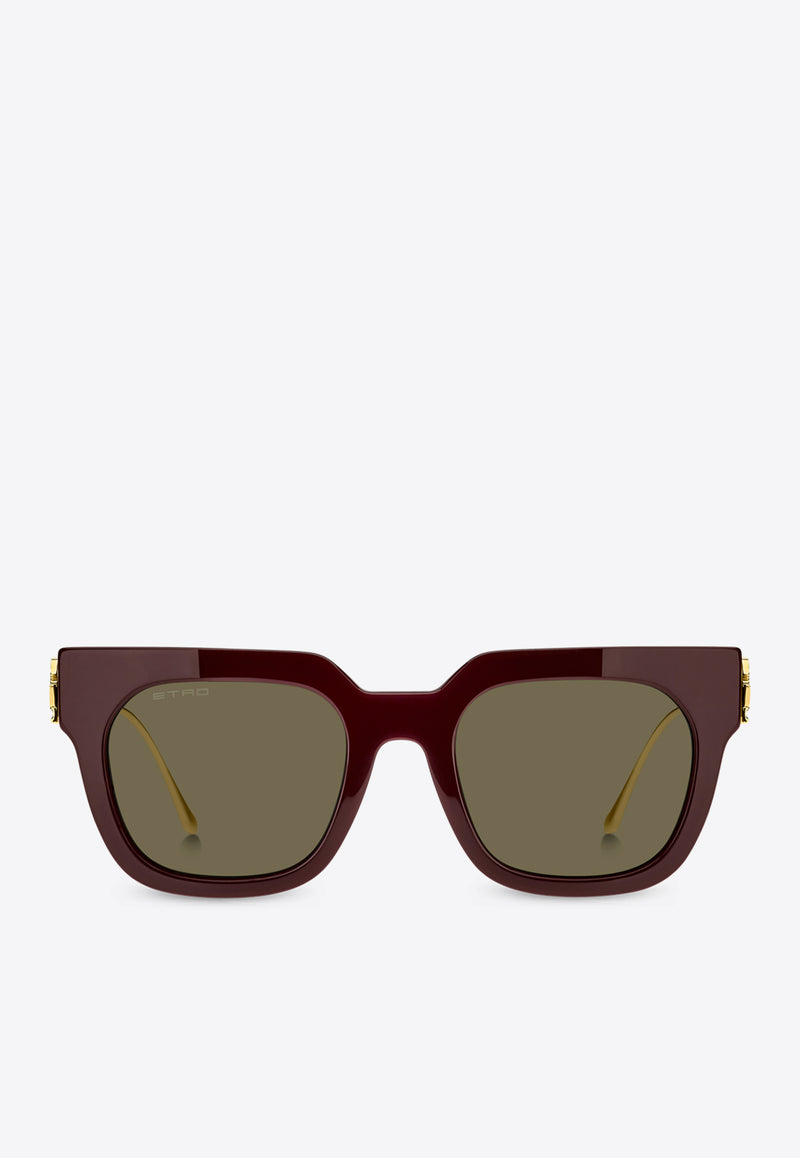 Etro Bold Pegaso Square Sunglasses Gray ETRO 0027 G S 0-LHF BURGUNDY