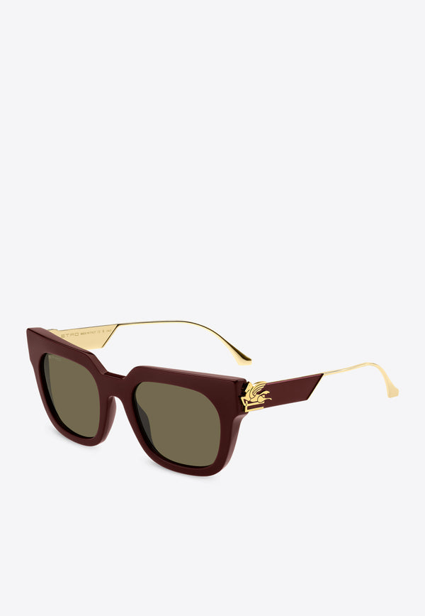 Etro Bold Pegaso Square Sunglasses Gray ETRO 0027 G S 0-LHF BURGUNDY