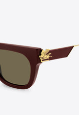 Etro Bold Pegaso Square Sunglasses Gray ETRO 0027 G S 0-LHF BURGUNDY