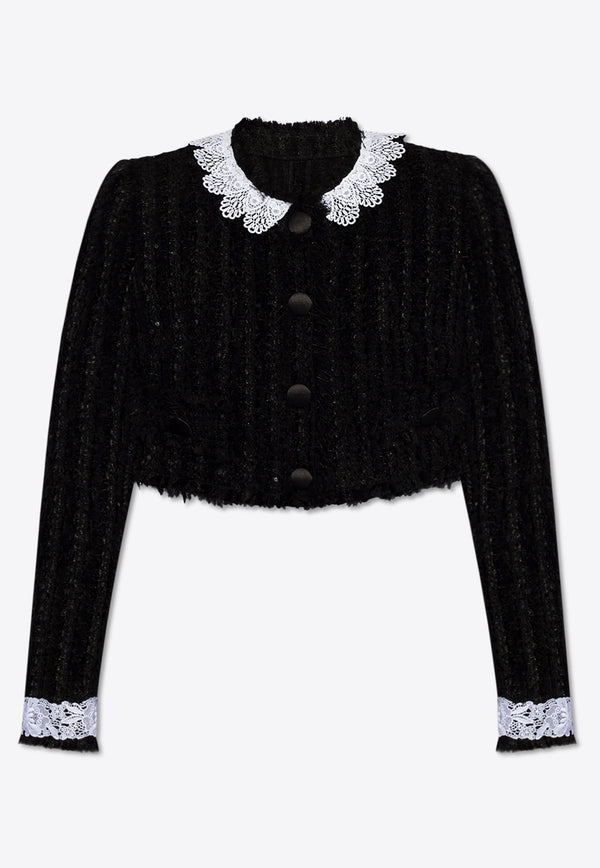 Dolce & Gabbana Sequin Tweed Cropped Jacket Black F27AHT HUMKN-N0000