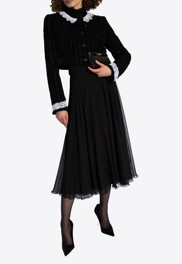 Dolce & Gabbana Sequin Tweed Cropped Jacket Black F27AHT HUMKN-N0000