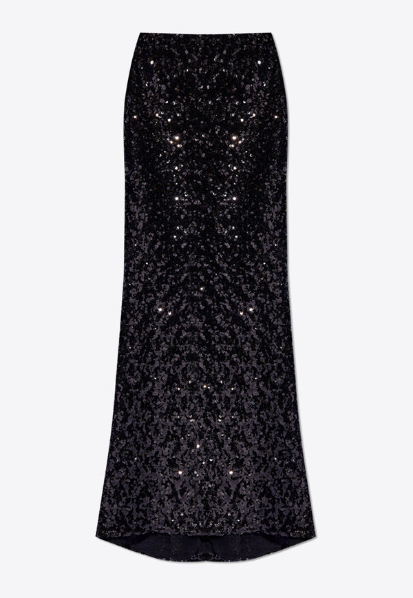Dolce & Gabbana Sequined Maxi Mermaid Skirt Black F4BBAT HLMZM-N0000