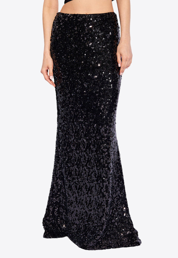 Dolce & Gabbana Sequined Maxi Mermaid Skirt Black F4BBAT HLMZM-N0000