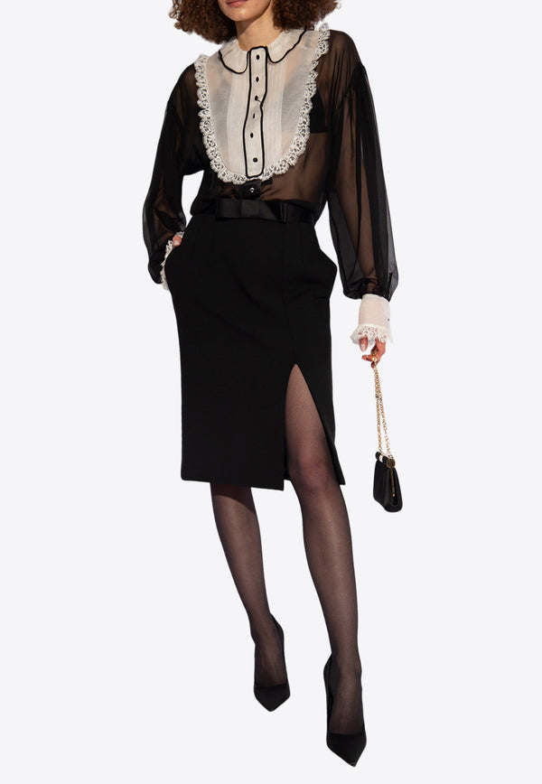 Dolce & Gabbana Satin Waistband Pencil Skirt Black F4CVBT FUBF1-N0000