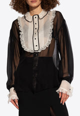 Dolce & Gabbana Long-Sleeved Chiffon Shirt Black F5S17T FU1AT-N0000