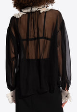 Dolce & Gabbana Long-Sleeved Chiffon Shirt Black F5S17T FU1AT-N0000