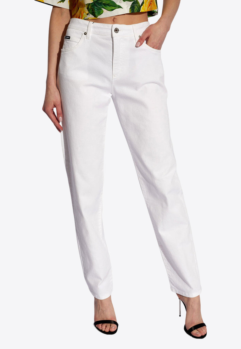 Dolce & Gabbana Logo Plaque Straight-Leg Jeans White FTCS0D G8IB7-S9001