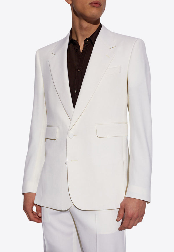 Dolce & Gabbana Single-Breasted Stretch Wool Blazer Cream G2SC9T FUBGG-W0001