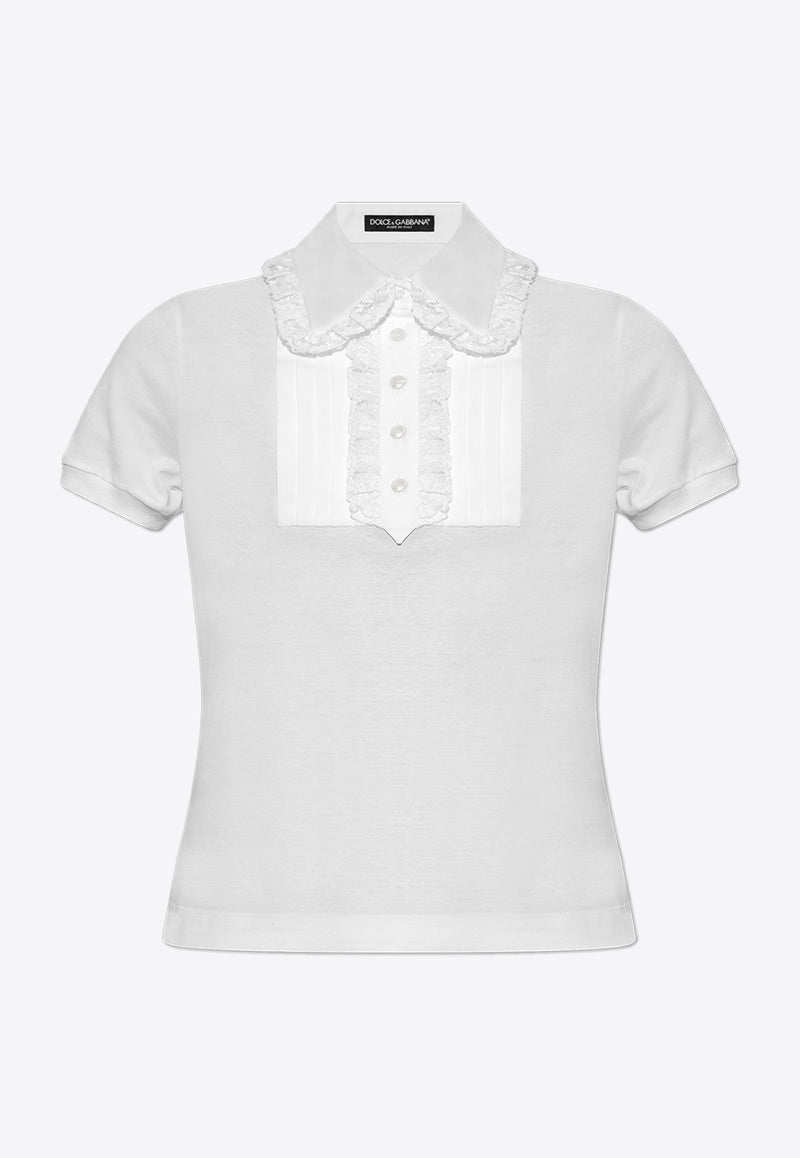 Dolce & Gabbana Silk Plastron Polo T-shirt White F8V05T GDCH6-W0800
