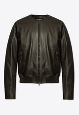 Dolce & Gabbana Leather Bomber Jacket Brown G9AXHL HULVD-M1348