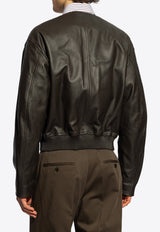 Dolce & Gabbana Leather Bomber Jacket Brown G9AXHL HULVD-M1348