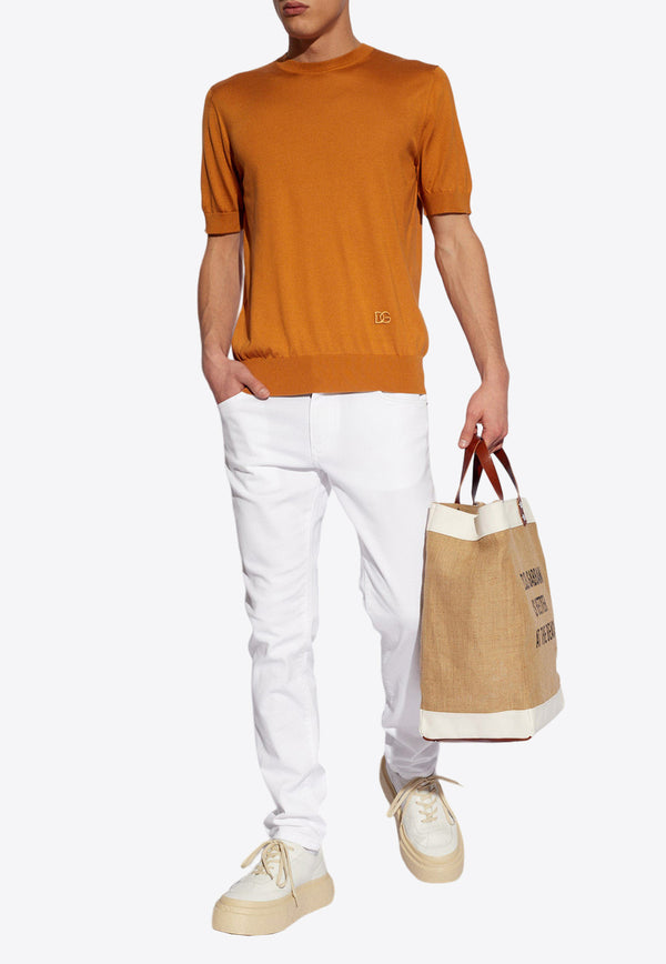 Dolce & Gabbana DG Embroidered Knitted T-shirt Orange GXX03Z JBSF8-M0887