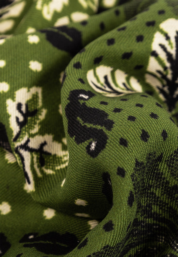 Etro Floral Wool Frayed Scarf Green MATA0029 AK268-X0890