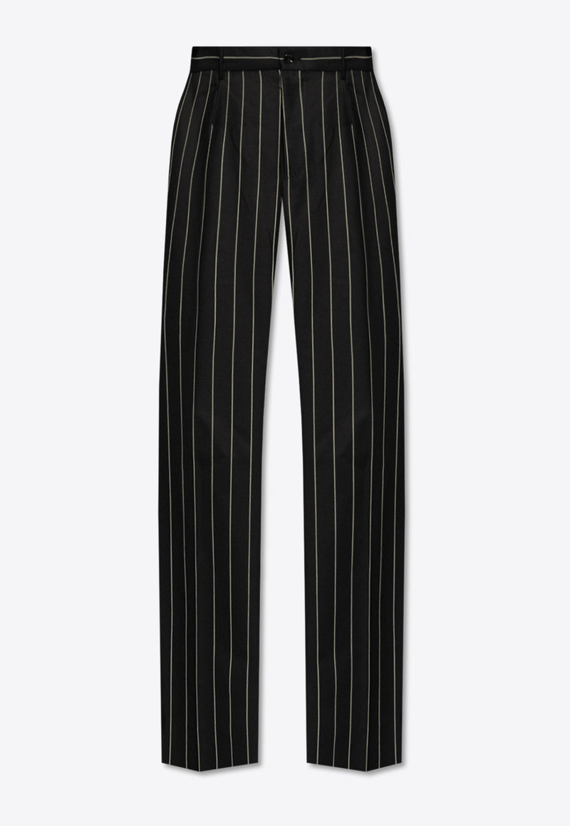 Dolce & Gabbana Pinstripe Wool Pants Black GYZMHT FR204-S8051